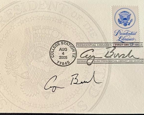 George HW Bush Signed First Day Cover Postal Cachet - Presidential Library Certified